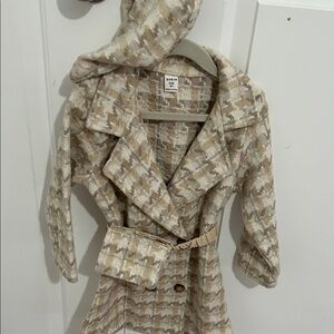 SHEIN Tan Houndstooth Trench dress with Hat